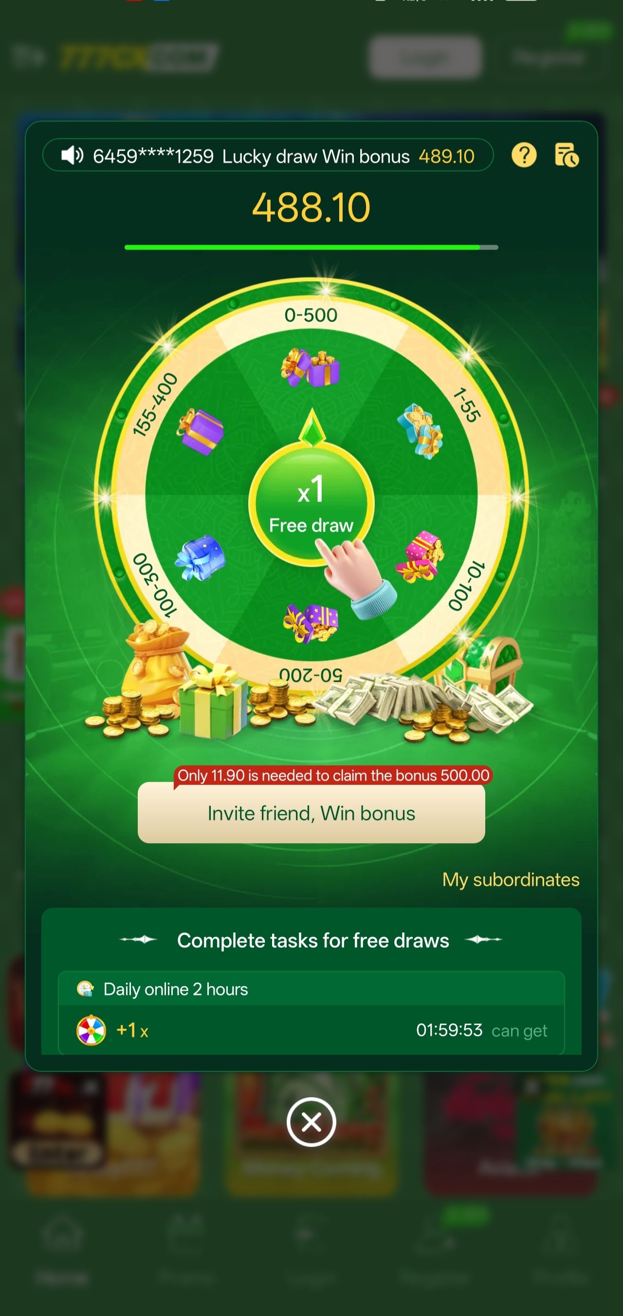 777cx app screenshot — account profile and VIP level